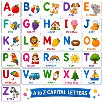 A to Z Capital Letters Flashcards for Kids