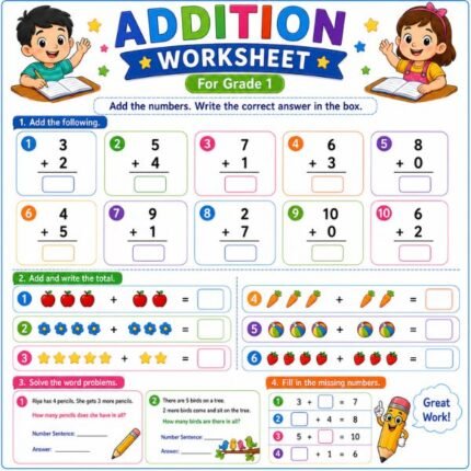 Addition Worksheet for Grade 1