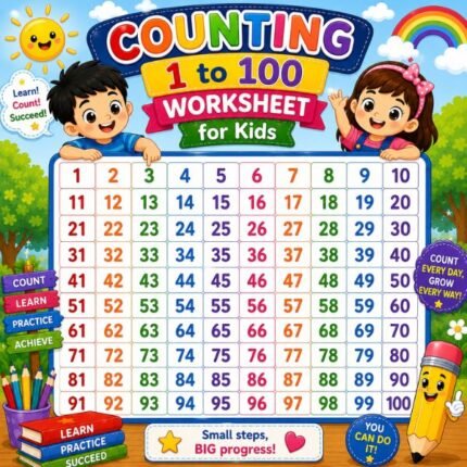 Counting 1 to 100 Worksheet for Kids
