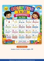 Counting 1 to 20 Worksheet for Kids Worksheet