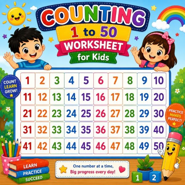 Counting 1 to 50 Worksheet for Kids Counting 1 to 50 Worksheet for Kids
