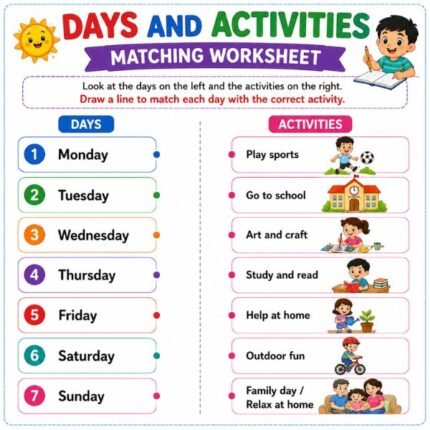 Days and Activities Matching Worksheet