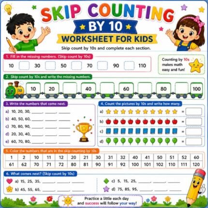Skip Counting by 10 Worksheet for Kids