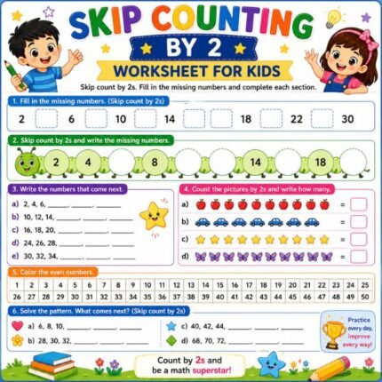 Skip Counting by 2 Worksheet for Kids
