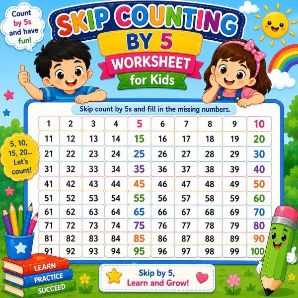 Skip Counting by 5 Worksheet for Kids Skip Counting by 5 Worksheet for Kids