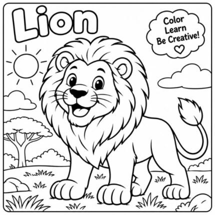 Lion Coloring Page for Kids