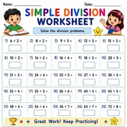 Simple Division Worksheet for Kids
