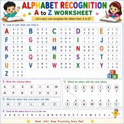 Alphabet Recognition Worksheet A to Z