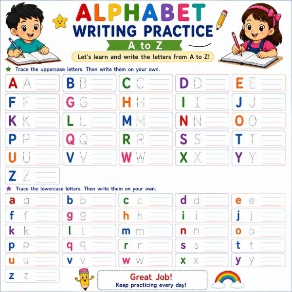 Alphabet Writing Practice Worksheet A to Z