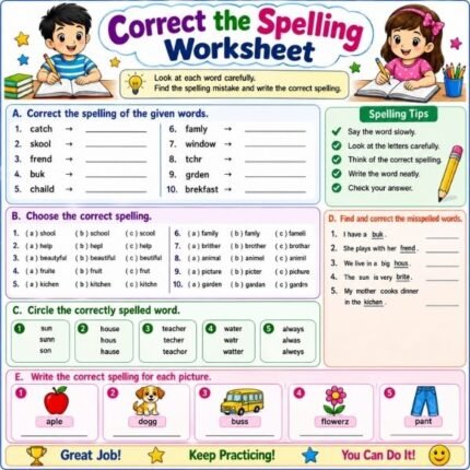 Correct the Spelling Worksheet