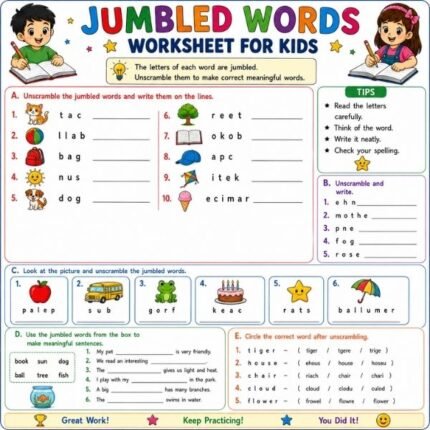 Jumbled Words Worksheet for Kids