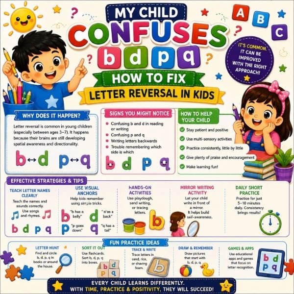 My Child Confuses b d p q — How to Fix Letter Reversal in Kids