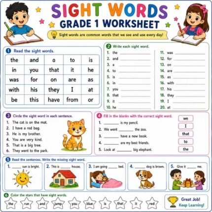 Sight Words Grade 1 Worksheet
