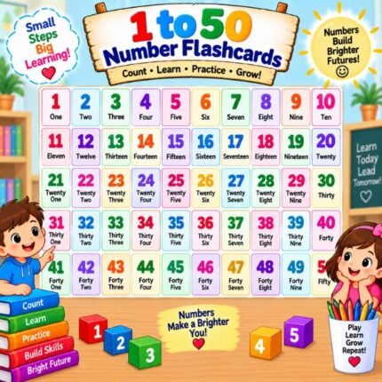 1 to 50 Number Flashcards
