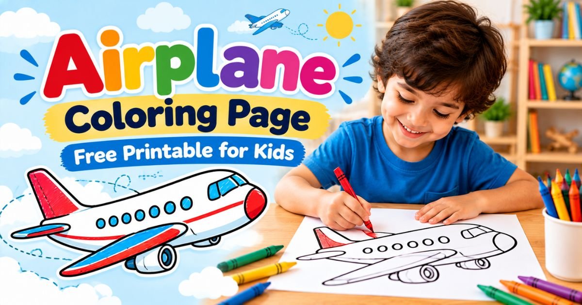 Airplane Coloring Page — Free Printable for Kids