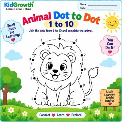 Animal Dot to Dot 1 to 10 Worksheet