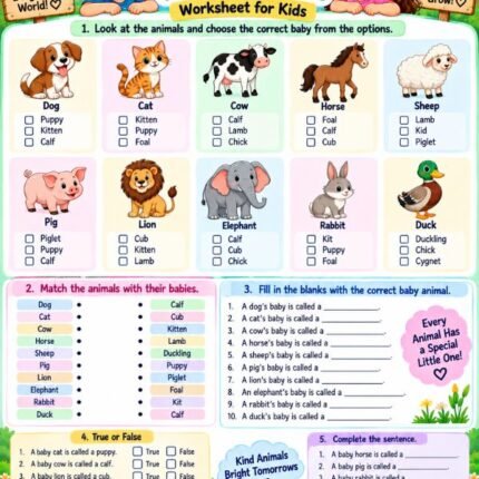 Animals and Their Babies Worksheet