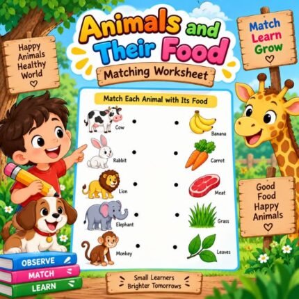 Animals and Their Food Matching Worksheet