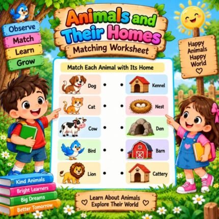 Animals and Their Homes Matching Worksheet