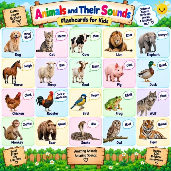 Animals and Their Sounds Flashcards Animals and Their Sounds Flashcards