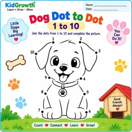 Dog Dot to Dot 1 to 10 Worksheet