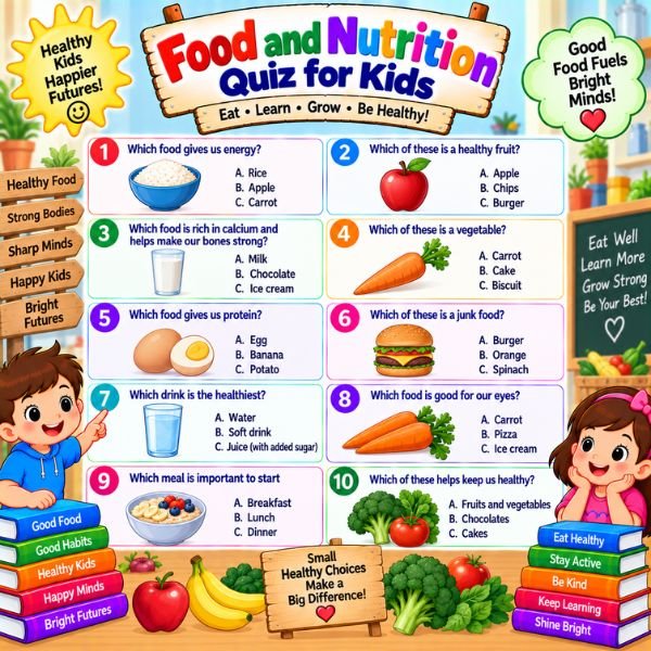 Food and Nutrition Quiz for Kids Food and Nutrition Quiz for Kids