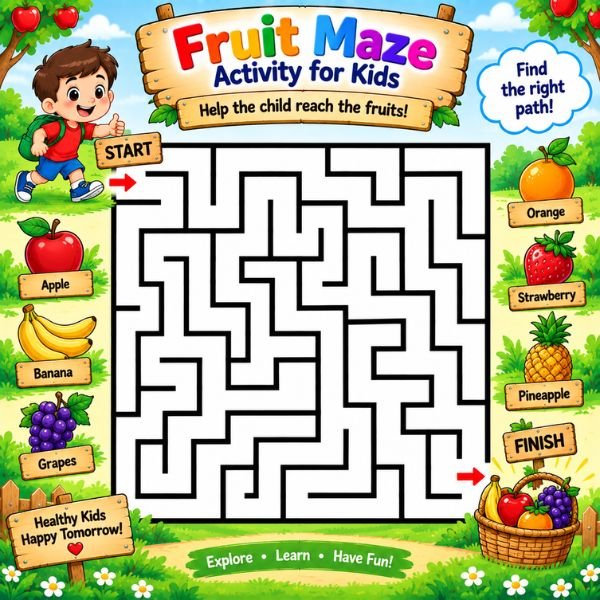 Fruit Maze Activity for Kids Fruit Maze Activity for Kids