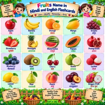 Fruits Name in Hindi and English Flashcards