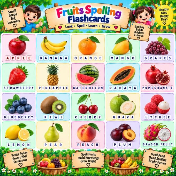Fruits Spelling Flashcards Fruits Spelling Flashcards