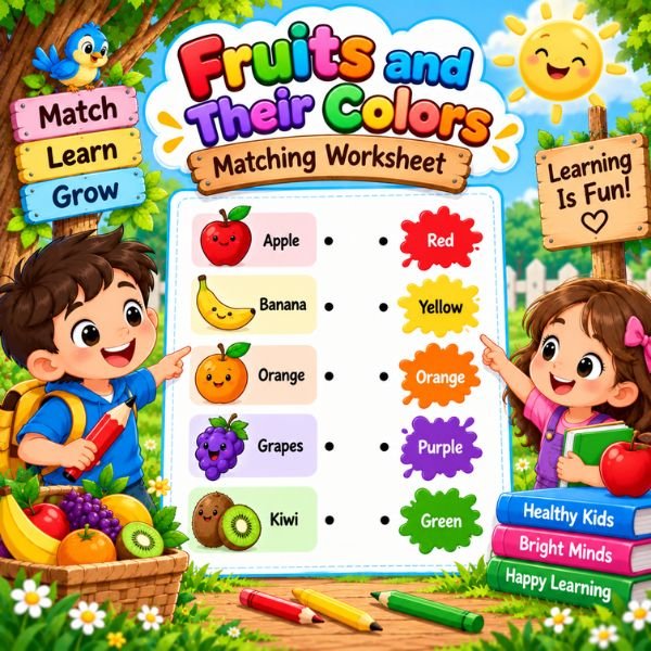 Fruits and Their Colors Matching Worksheet Fruits and Their Colors Matching Worksheet