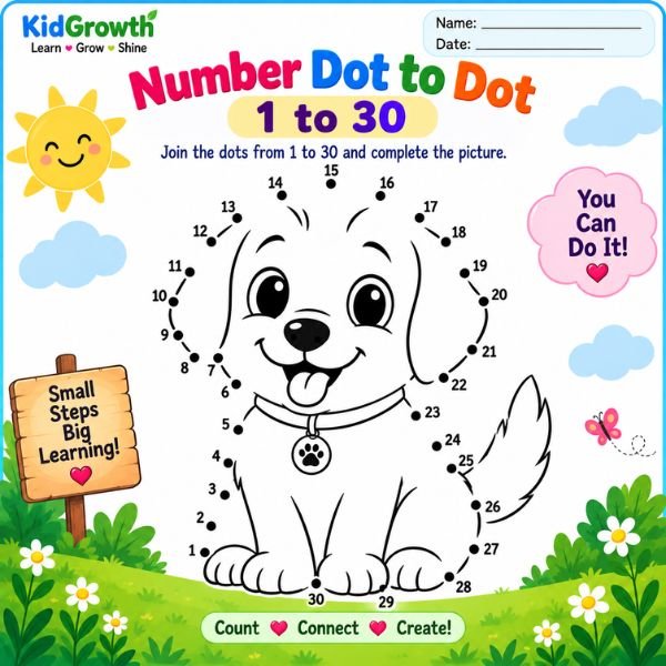 Number Dot to Dot 1 to 30 Worksheet Number Dot to Dot 1 to 30 Worksheet