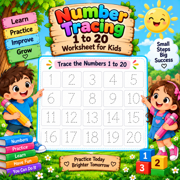 Number Tracing 1 to 20 Worksheet Number Tracing 1 to 20 Worksheet