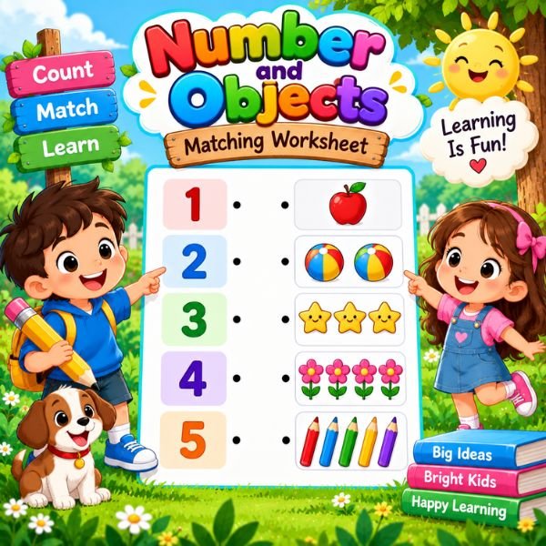 Number and Objects Matching Worksheet Number and Objects Matching Worksheet