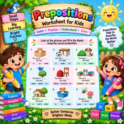 Prepositions Worksheet for Kids