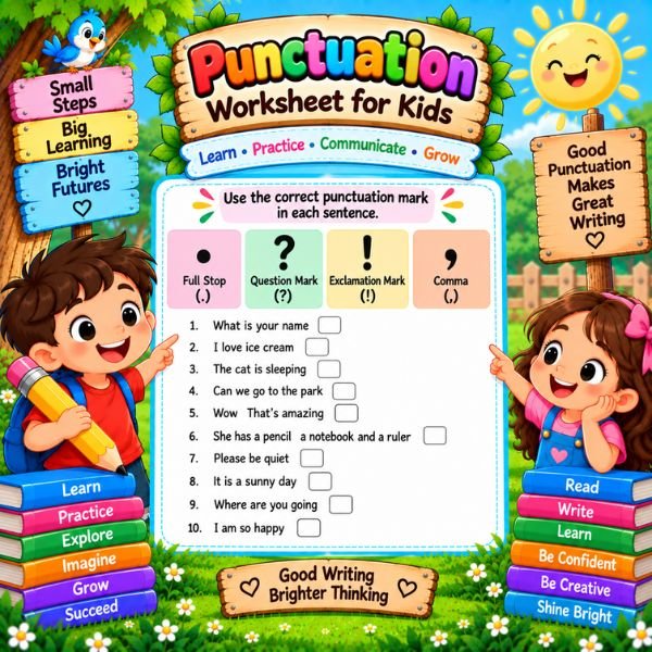 Punctuation Worksheet for Kids Punctuation Worksheet for Kids