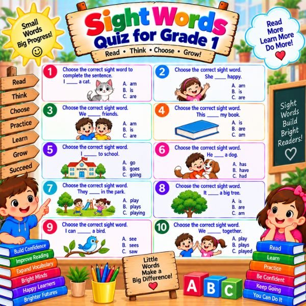 Sight Words Quiz for Grade 1 Sight Words Quiz for Grade 1
