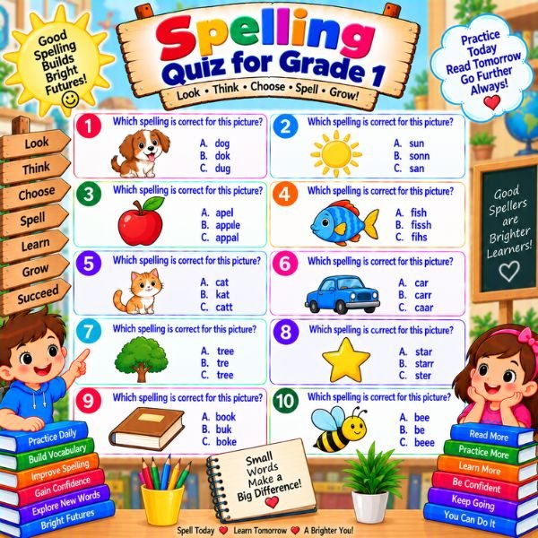 Spelling Quiz for Grade 1 Spelling Quiz for Grade 1