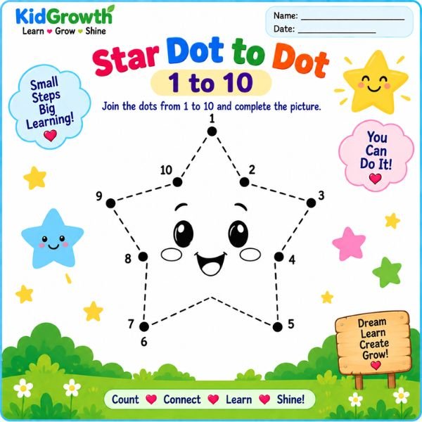 Star Dot to Dot Worksheet for Kids Star Dot to Dot Worksheet for Kids