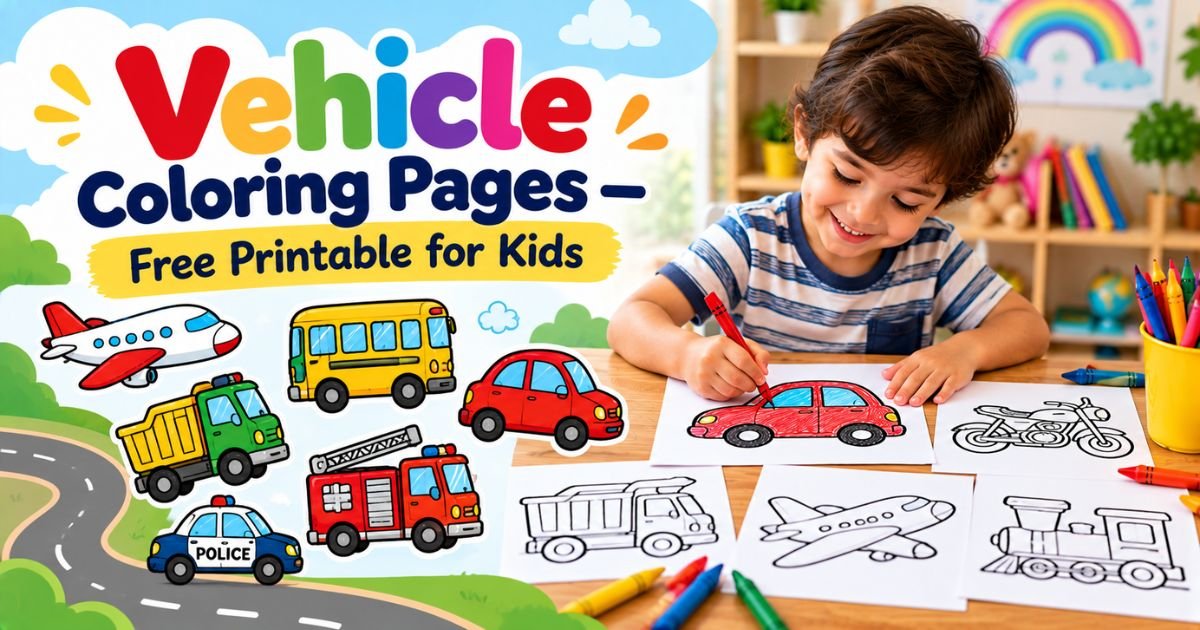 Vehicle Coloring Pages — Free Printable for Kids