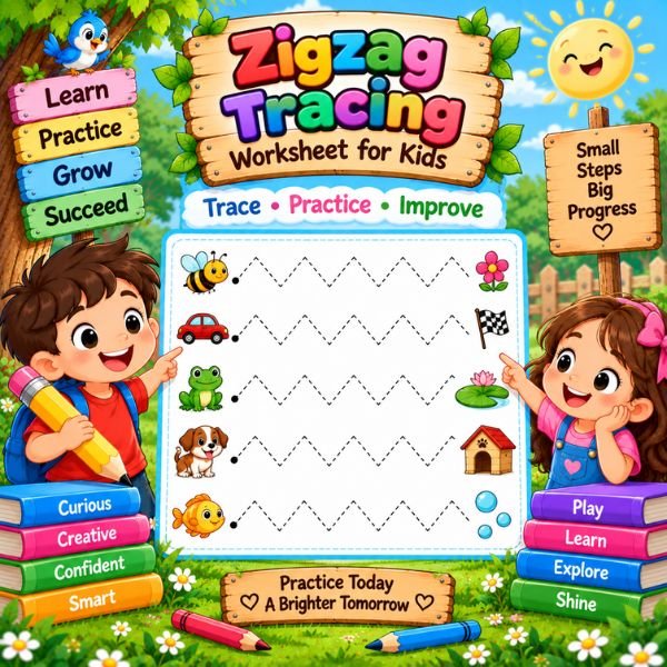 Zigzag Tracing Worksheet for Kids Zigzag Tracing Worksheet for Kids